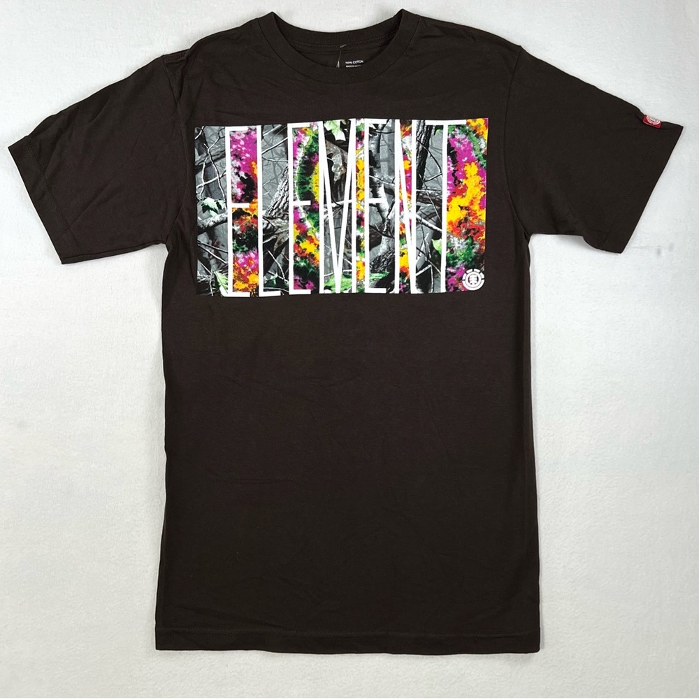 Element Skateboarding Young Men’s Small Forest Spellout Logo T-shirt Brown